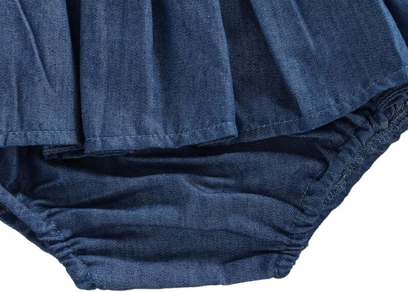 Licupiee Baby Girls Denim Skorts Solid Color Pleated Shorts Summer Fall Clothes Layered Ruffle Skirts Bottoms - Image 3